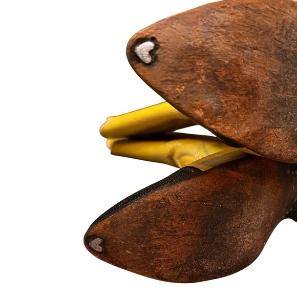 Tony Lama Vintage Yellow Western Boots with Black Toe Caps - Picture 15 of 15